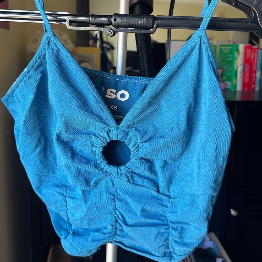 SO Blue Crop Top with Cutout Detail